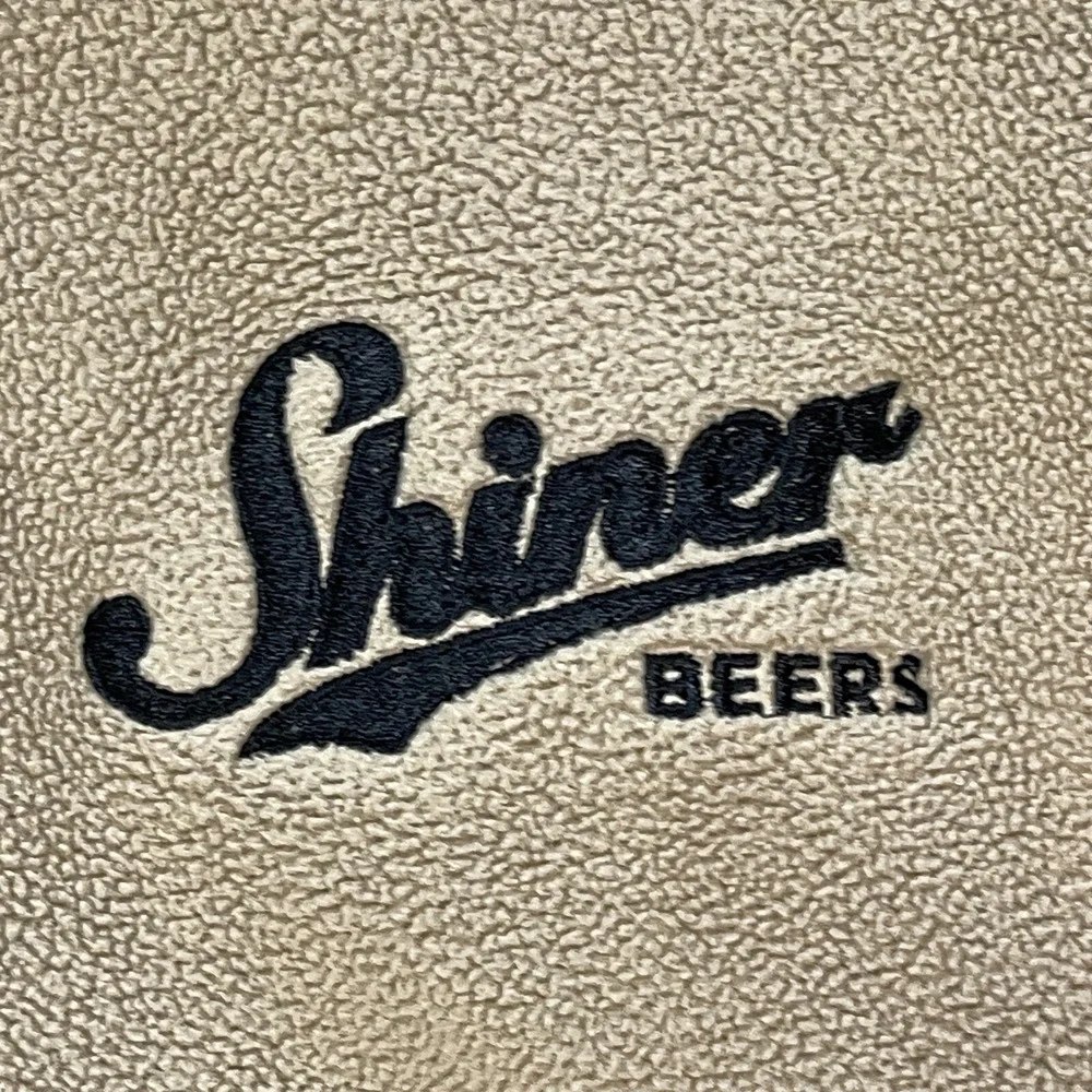 Chestnut Hill Shiner Beers Fleece Vest Sleeveless Zip Pockets Tan Black‎ Trim